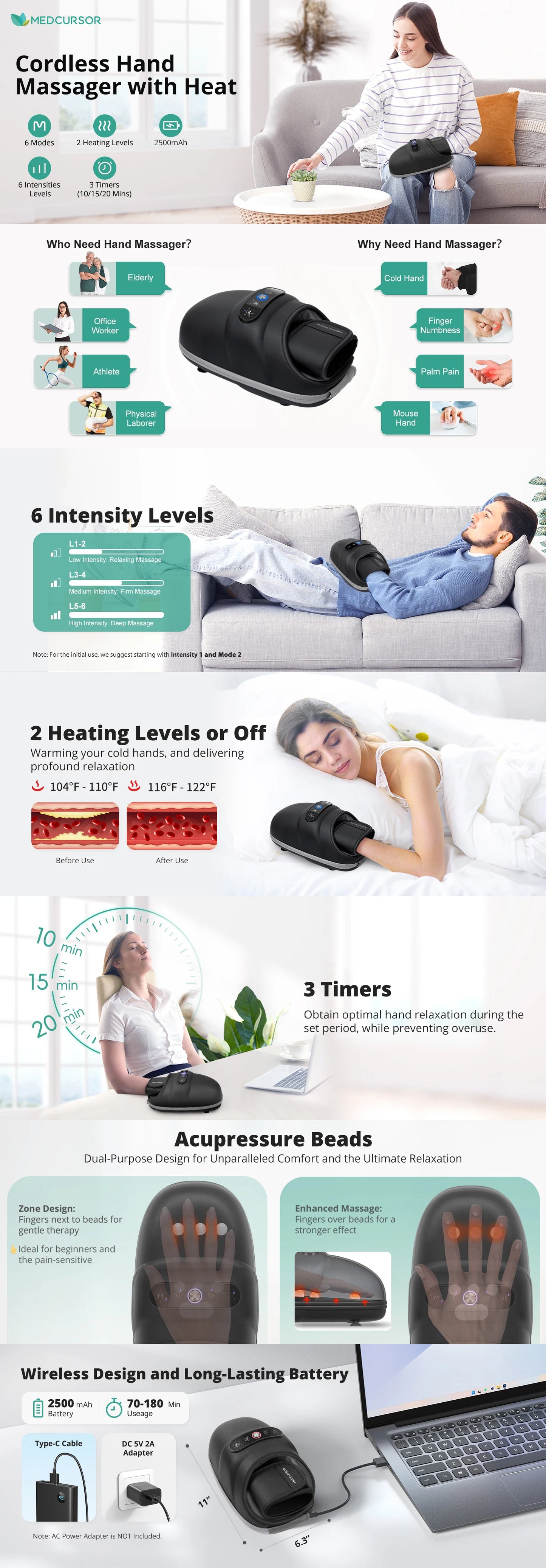 Medcursor Wireless Electric Hand Massager